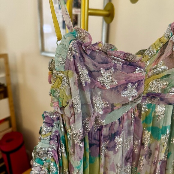 Rococo Sand Ivy Mini Dress in Butter Yellow and Lavendar - Picture 4 of 5